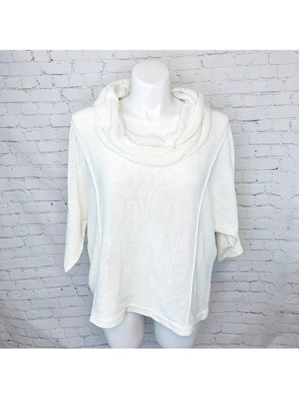 STYLE & CO IVORY DOLMAN SLEEVE CHUNKY COWL NECK SWEATER - L